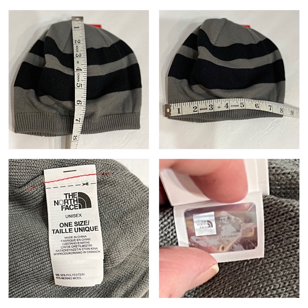 NWT TNF The North Face Black / Grey Striped Brigadier Knit Beanie, Unisex - Picture 13 of 14